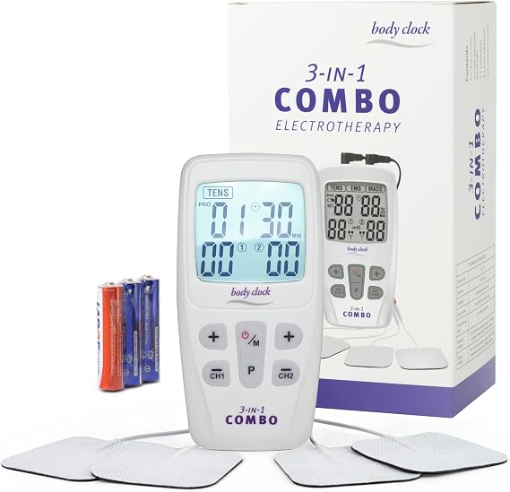 3-in-1 Combo TENS ELECTROTHERAPY - Digital TENS & EMS Machine | Drug-Free Natural Pain Relief | 3-in-1 Pain Relief, Rehabilitation & Massage | 22 Programmes | 2 Channels | 4 Electrodes
