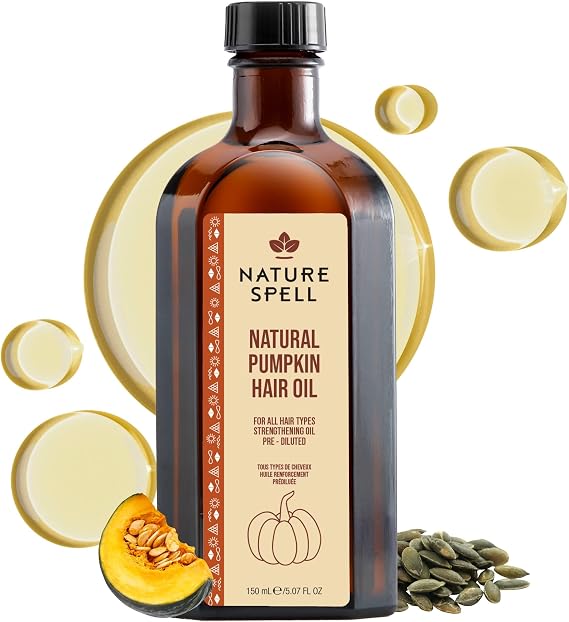 Nature Spell Pumpkin Oil for Hair, for All Hair Types, Vegan, 150ml