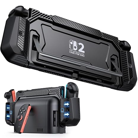 BEBONCOOL GAMING Nintendo Switch 2 Docking Case for Nintendo Switch 2 with Dock Function + Quick Release Joy-Cons and Ergonomic Grip (Black)