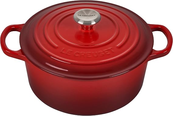 Le Creuset Signature Enamelled Cast Iron Round Casserole Dish With Lid, 22 cm, 3.3 Litre, Cerise, 21177220602430