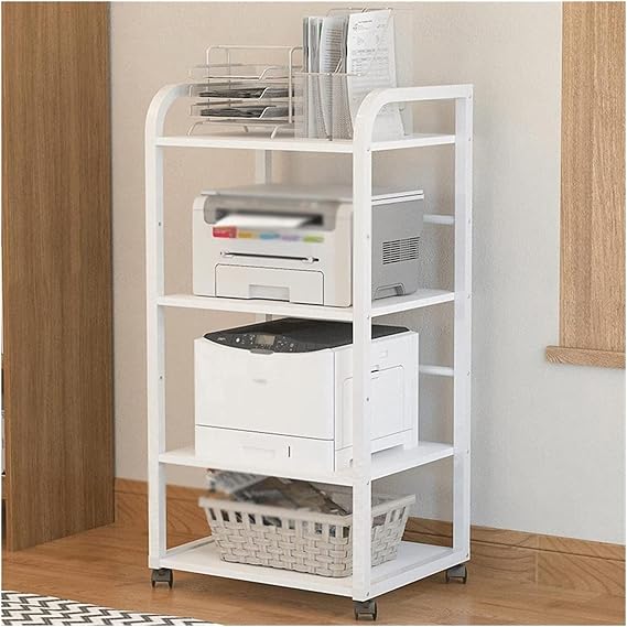 Printer Table 4-Layer Printer Stand, Floor-to-Ceiling Removable Printer Storage for Home ＆ Office, Sturdy ＆ Durable Heavy-Duty Copier Stand Storage Shelve