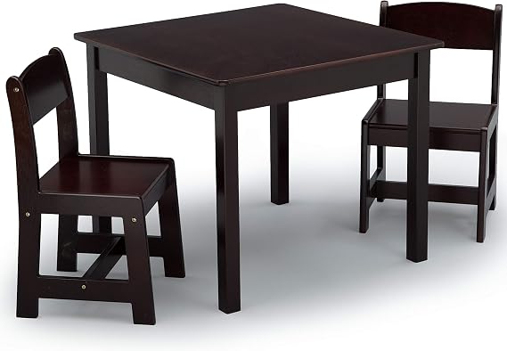 Delta Children MySize Table & 2 Chairs, Wood, Dark Chocolate, 3 Piece Set