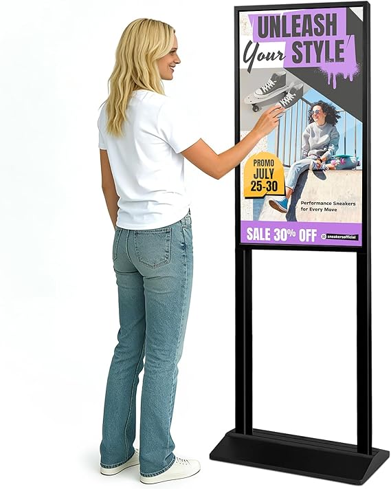 32 Inch Digital Signage Kiosk FHD 1080P G+G Capacitive Touchscreen Advertising Display 700 nits High Brightness Digital Menu Board for Restaurants/Stores