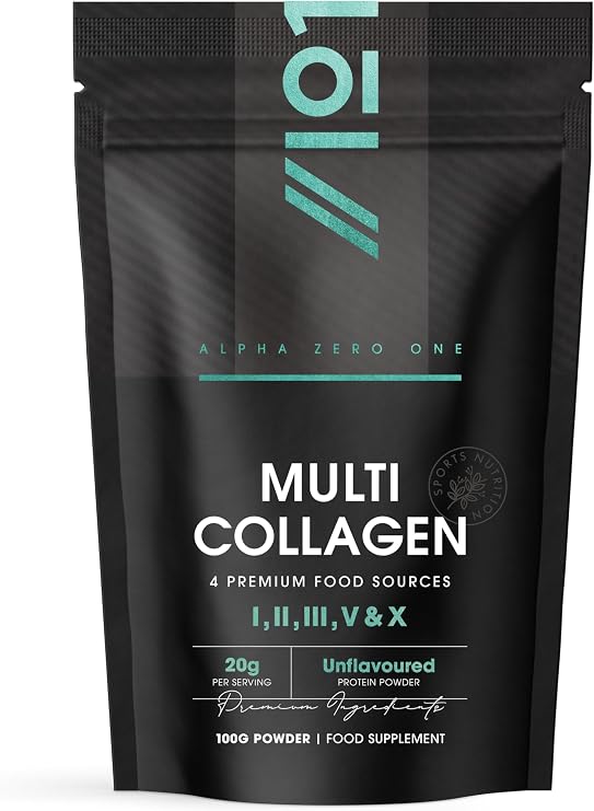 Multi Collagen Protein Powder 100g - 5 Types of Food Sourced Collagen Peptides - Hydrolysed Grass Fed Bovine, Wild Caught Marine & Free-Range Chicken, Supports Joints, Skin and Nails