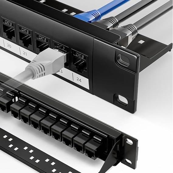 24 Port 19" Patch Panel with 25 CAT6 Keystone Couplers