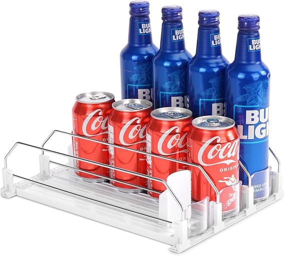 Automatic Soda Can Organizer for Refrigerator Already Assembled Can Dispenser for Soda Seltzer Drink Pop Can Holder Self-Pushing Drink Organizer for Fridge Storage 12 cans of 11.15oz 12oz 16oz 16.9oz