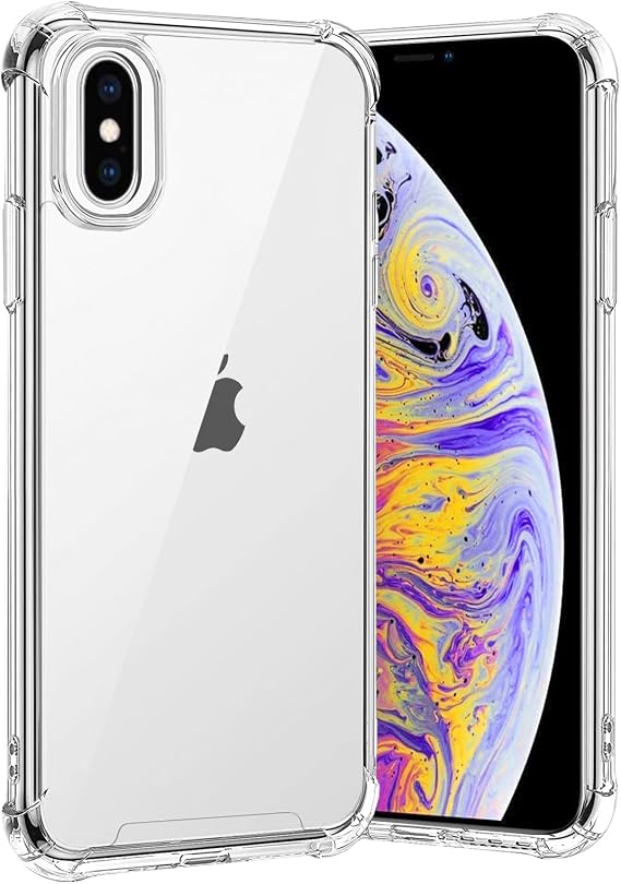 gueche Case for iPhone XS Max, Crystal Clear Silicone TPU + Hard Back PC Phone Cover, Shock-Absorption, Bike Phone Holder and Wireless Charger Compatible - Clear