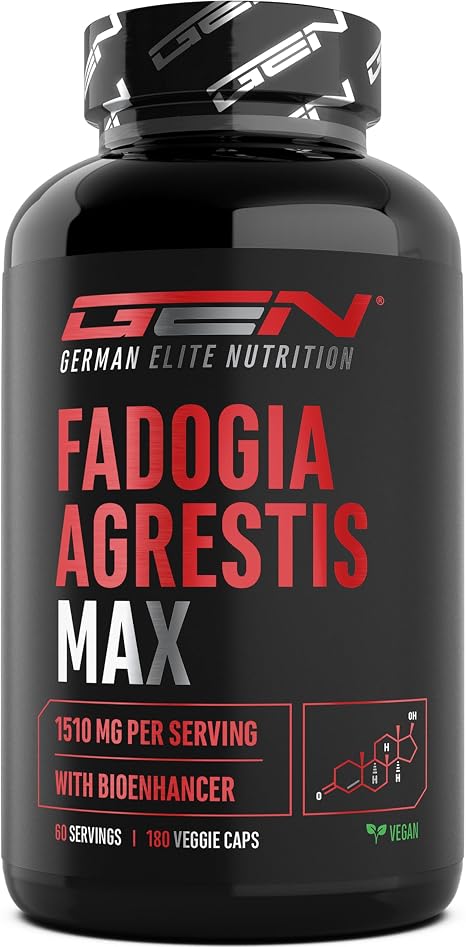 Fadogia Agrestis Max - 180 Vegan Capsules - 1510 mg per Daily Dose - With Black Pepper Extract & Bioenhancer - High-Quality Extract Formula - No Unnecessary Additives