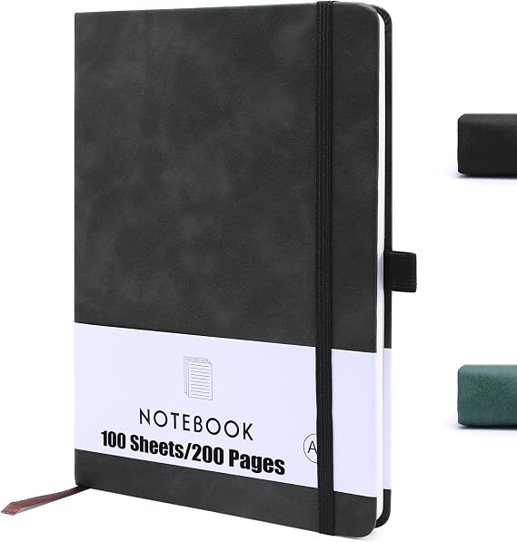 A5 Notebook, Journal Notebook A5, 200 Pages PU Leather Notepad 80 GSM