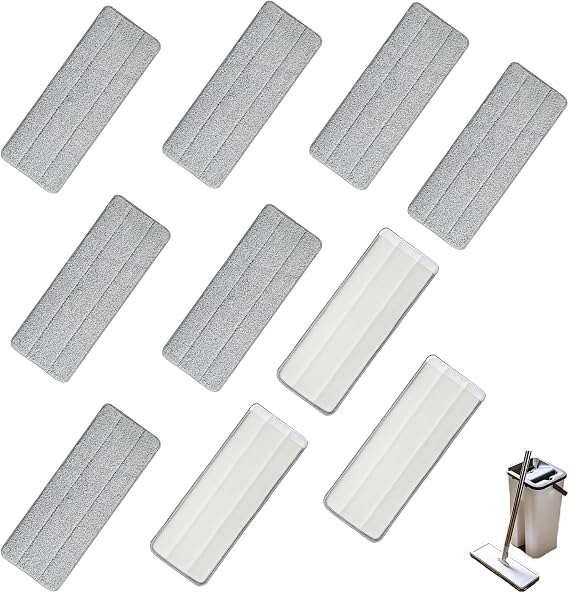 10 pcs Floor Cleaning Mops, Replacement Mop, Microfibre Mop Headboard, Washable Wet Pads Mop for Home, Office, Unilateral Fixation