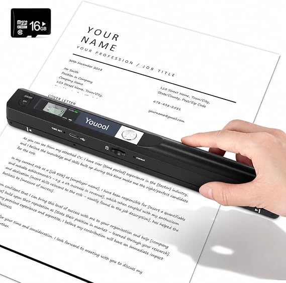 Handheld Document Scanner, A4 900 DPI High Resolution Color