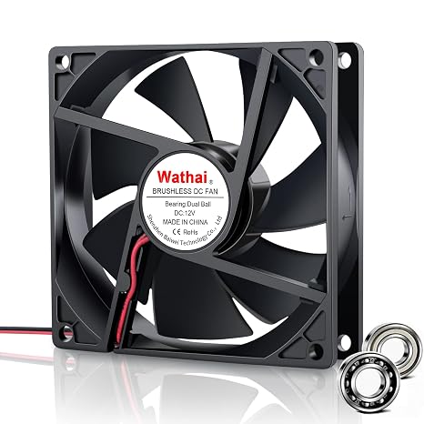 Wathai 92mm 12V DC Brushless Fan 2 Pin PC Case Computer Cooling Fan