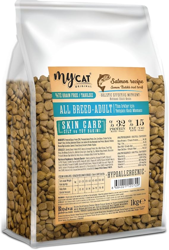 MyCat Original Az Tahıllı Skin Care Somon Balıklı Yetişkin Kedi Maması 1kg