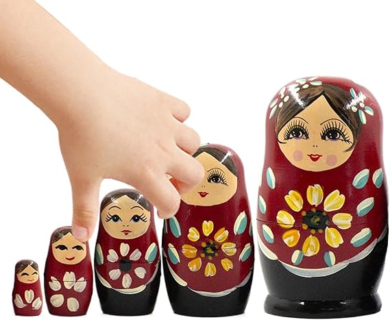 Russian Nesting Dolls Handmade 5 Pieces Wood Sculpture Figurines
