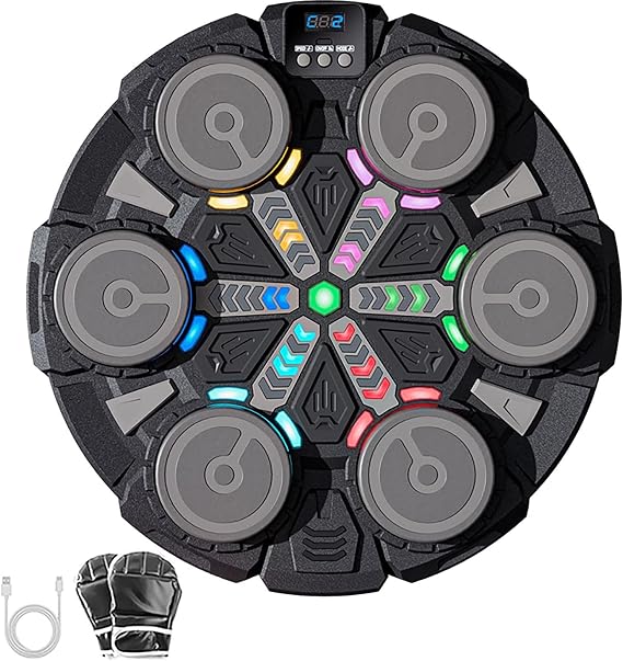 Music Punching Machine for Kids Adults with Boxing Glove, Wall Mounted Bluetooth Punching Machine Boxing Training Workout Exercise Equipment, Home Gym Sport Toys Gifts for Boys Girls Teens