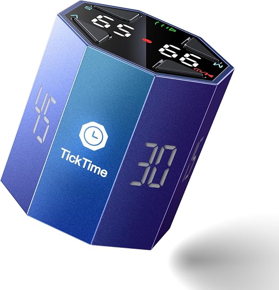 TickTime MAX・Time Management Fully Customized!Gradient Octagon Pomodoro Timer DIY Time Kitchen Timer Cube Timer 3-Level Volume Adjustment/Silent Mode/Vibration Mode Type-C Charging Automatic Power