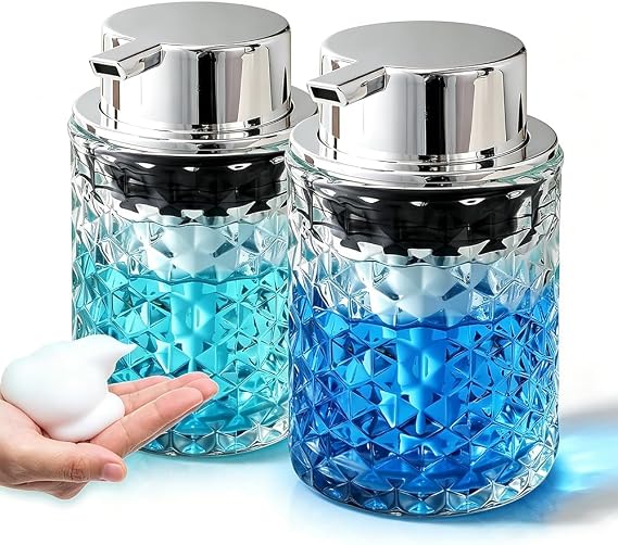 2Pcs Clear Foaming Soap Pump Bottle Dispenser
