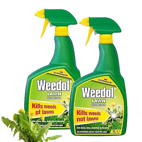 Lawn Weedkiller 1L Spray – Pack of 2 | Ready-to-Use Selective Weed Control | Kills Weeds Not Lawns | Targets Dandelions, Clover, Plantain & More