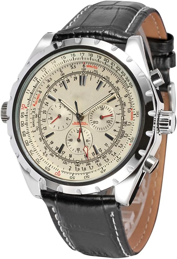 Men's Automatic Mechanical Watch with Leather Strap Exquisite Design for Watch Collectors Calendar Date Display for Gift Stainless Steel
