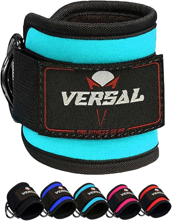 VERSAL Ankle Straps for Cable Machines Multi-Gym Attachment, Ankle Cuff Women Men 7mm Padded Weight Lifting Ankle Strap for Kickbacks, Glute Workouts, Leg Extensions, Hip Abductors