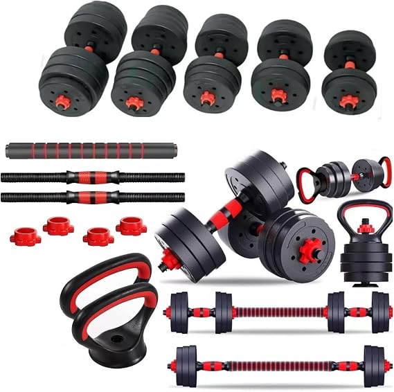 20kg Adjustable Dumbbell Barbell Kettlebell Set – 6-in-1 Strength Training Free Weights – Home Gym Equipment for Muscle Building & Full-Body Workouts