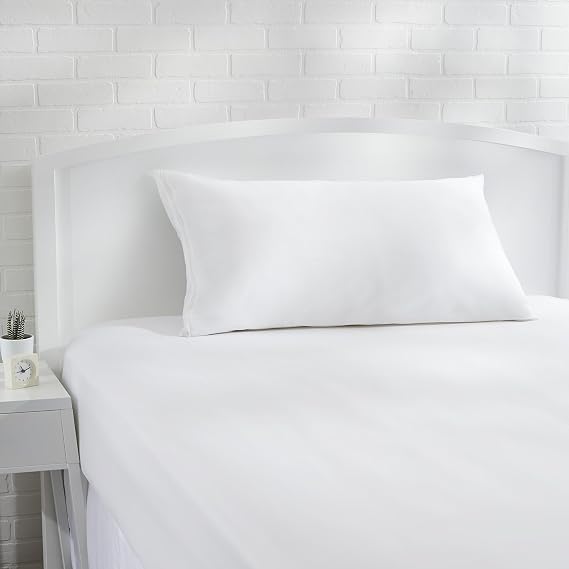 Amazon Basics Pack of 2 Hypoallergenic Cotton Pillow Protectors 50 x 80 cm White