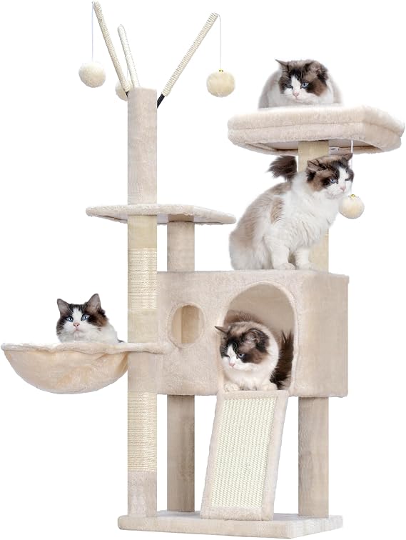 Hey-brother Cat Tree Tower with Removable Toys, Scratching Posts, MPJ008SM