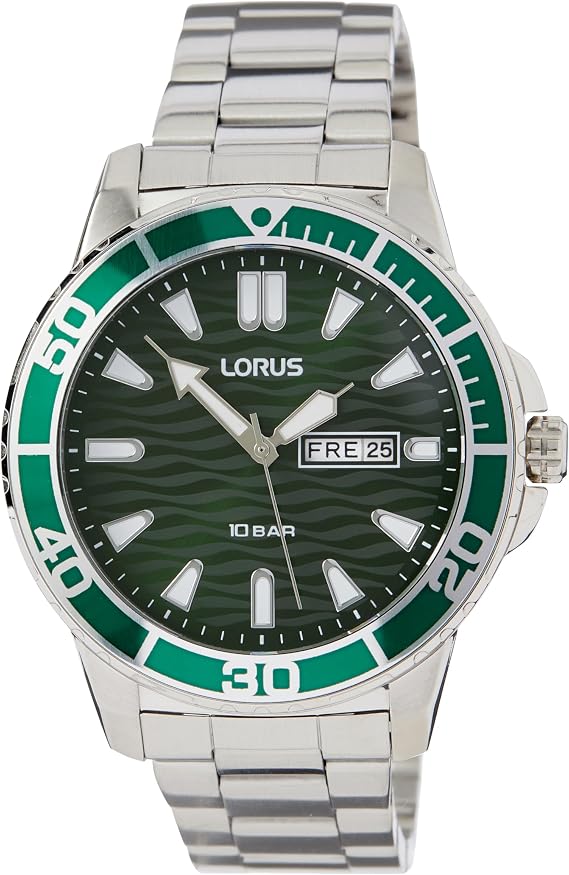 Lorus Erkek Analog Kuvars Saat Metal Kayışlı RH359AX9, Yeşil., Modern