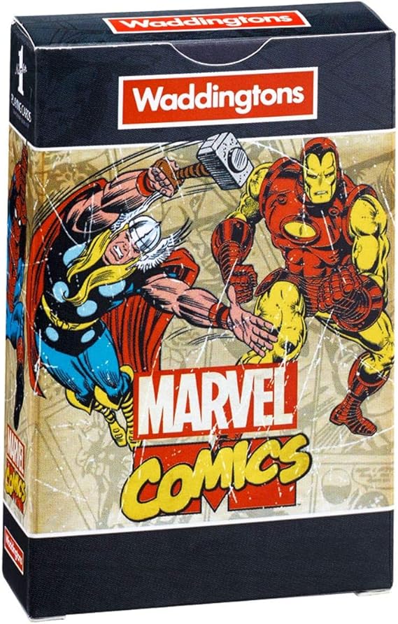 Waddingtons Number 1 Marvel Comic Retro Playing Card Game, play with superheroes including Iron Man, Spider-Man and Captain America, great gift ages 6 plus