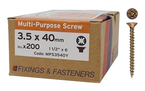 ForgeFix Multi-Purpose Single Thread Screws | 3.5 x 40mm | Zinc | Box 200