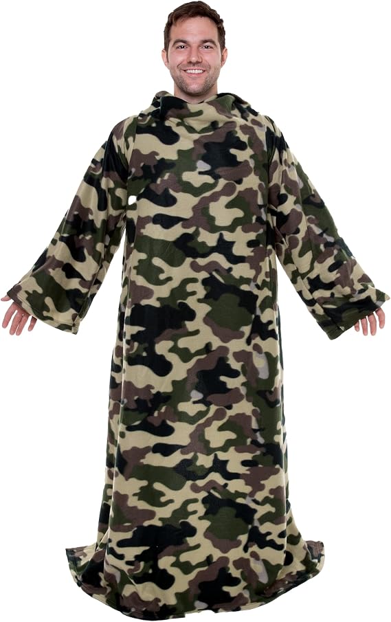 Snuggie オリジナルウェアラブルブランケット 袖付き 暖か 快適 スーパーソフトフリース 機能的なブランケット 袖&ポケット付き 大人/女性/男性用 テレビで見られるように 迷彩柄