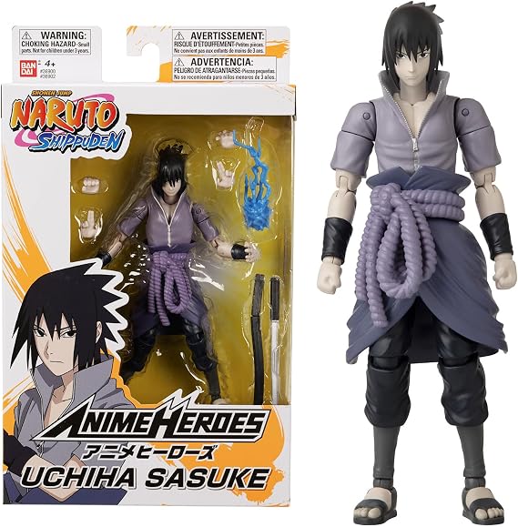 BANDAI - Naruto Shippuden Anime Heroes Action Figure Sasuke Uchiha 15cm - 36902 Multicolor - Articulated Figures Grab Your Favorite Heroes from the World of Naruto!