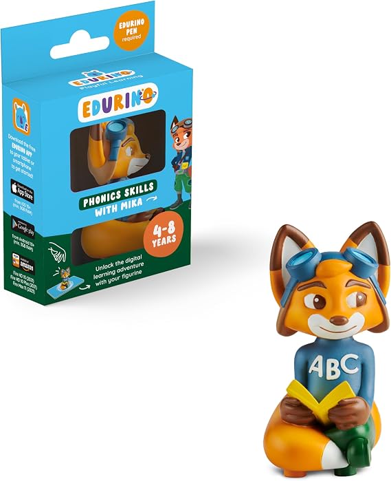 Edurino Mika - Phonic Skills Games, Letters & Sounds, Writing Practice - Fun Educational Toy for Kids 4+ Includes 1 x Mika Figurine and App Access for Engaging Phonics Learning, Handwriting Practice