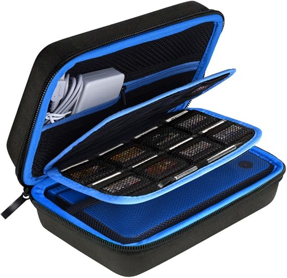 AUSTOR Sert Çanta Taşıma Çantası Yeni 3DS için XL-Siyah/Mavi, Mavi.
