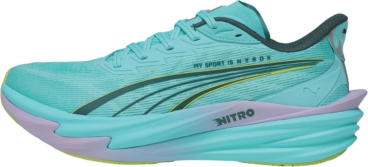 PUMA Deviate Nitro 4 X Hyrox Running Shoes UK 6.5 Green