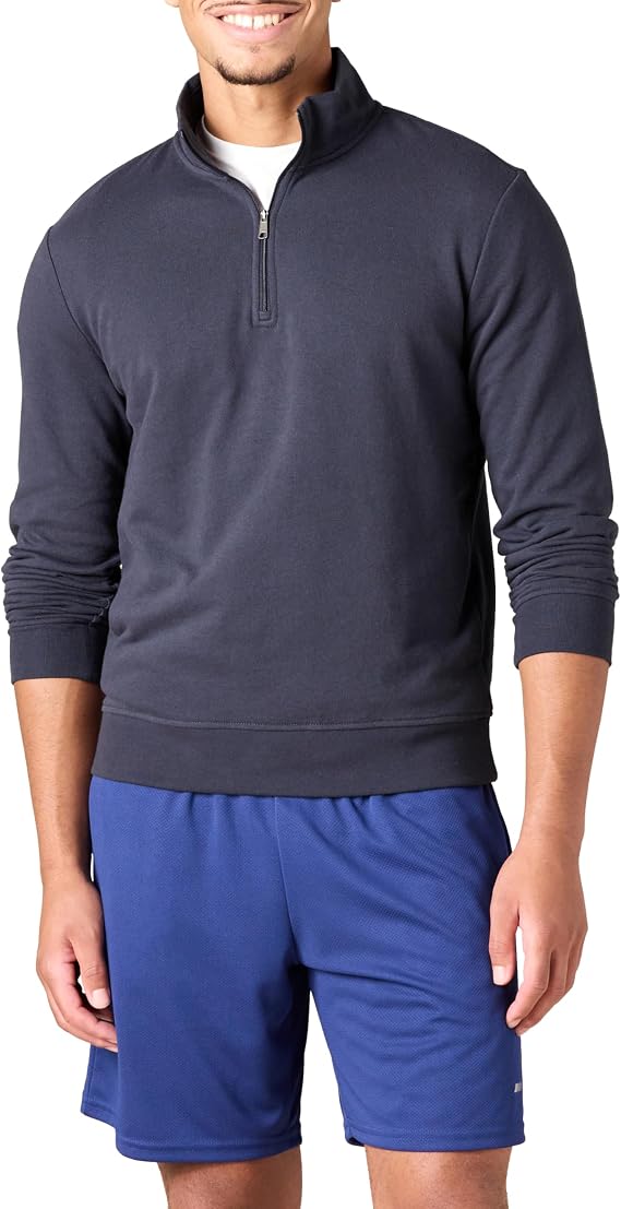 Amazon Essentials Men's Lightweight French Terry Quarter-Zip Mock Neck Jumper