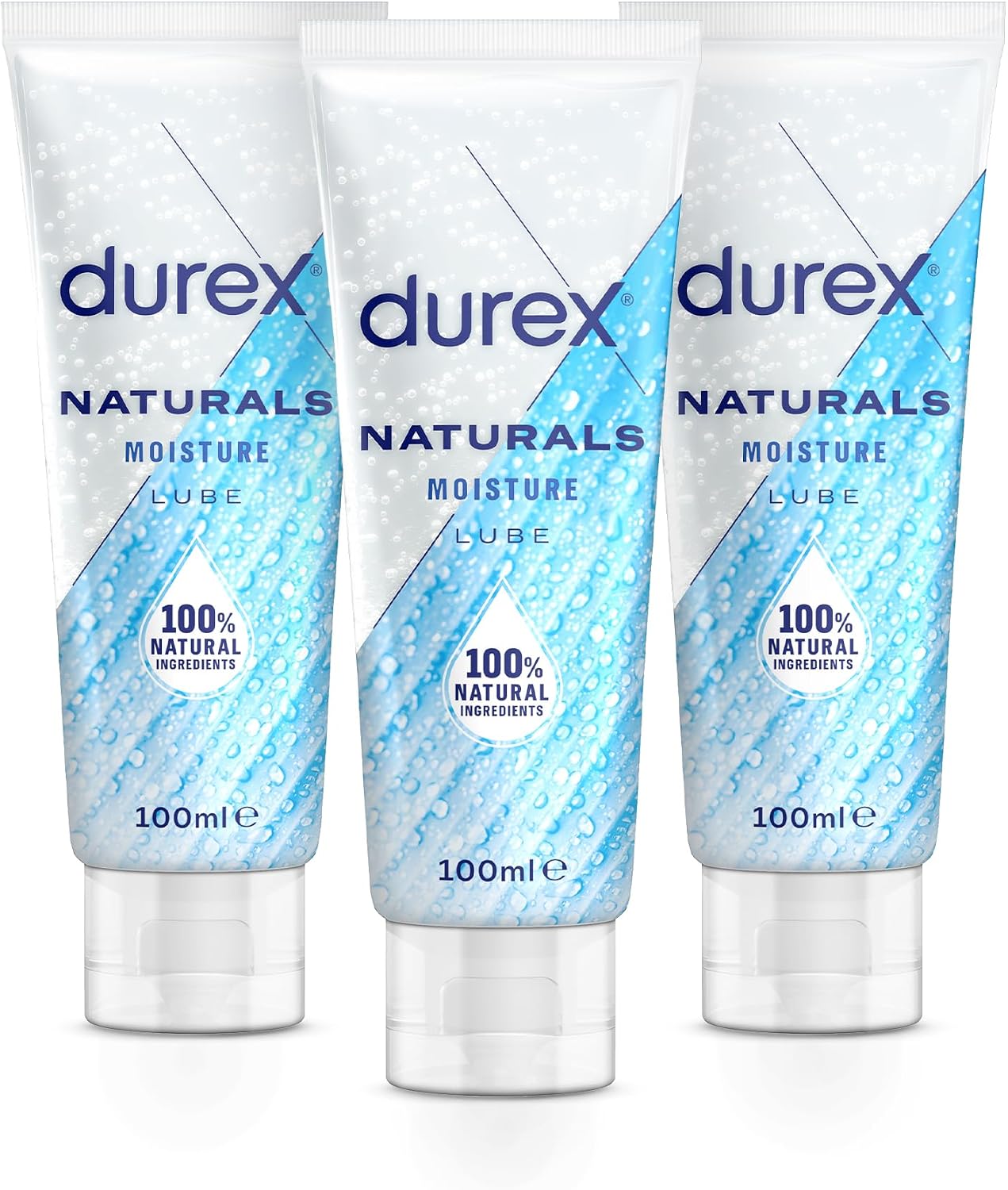Durex Naturals Moisture Lube, Water Based Natural and Moisturising Formula, Pack of 3 x 100ml