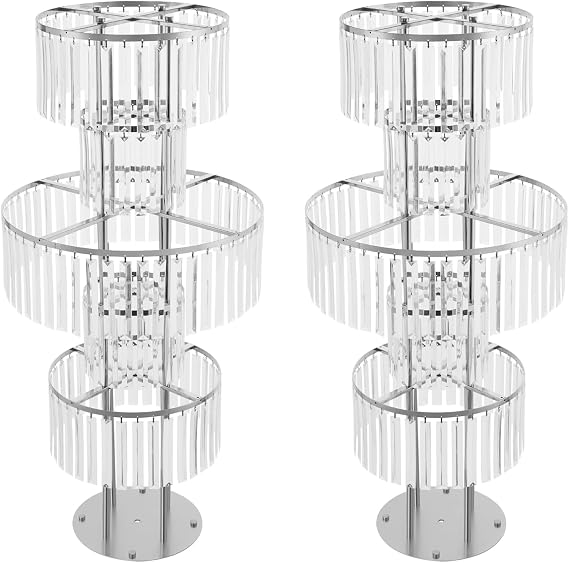 2PCS Acrylic Crystal Vases, 5-Tier Ice Curtain Crystal Flower Stand, 43.3" Tall Wedding Centerpiece Round Bases for Wedding, Birthday Party, Celebration