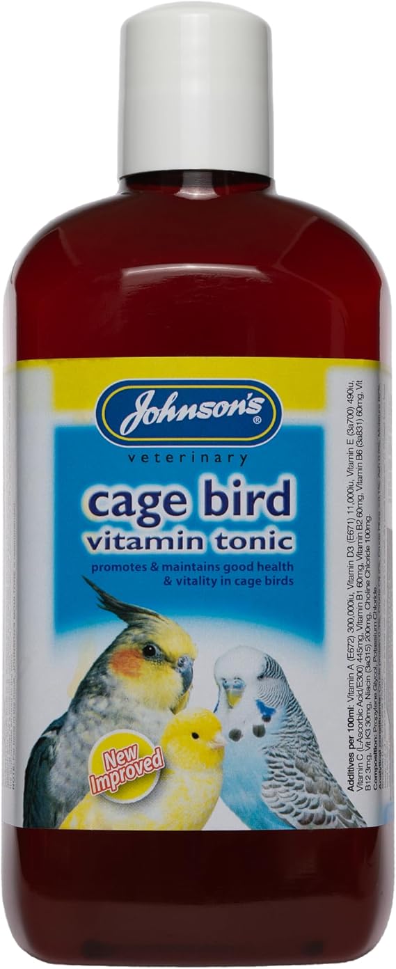 Johnsons Cage Bird Vitamin Tonic 500ml - Multi-Vitamin Supplement for Birds, Supports Health, Vitality & Plumage