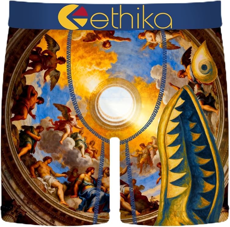 Ethika Men's Mid Boxer Brief, Extended Length, 4-Way Stretch - Bomber Glory Dome
