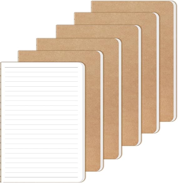 RITOLLO 6-Pack A5 Lined Notebooks, Kraft Cover