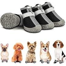 Köpek ayakkabıları, 4 Adet 1 Numara Kaydırmaz Nefes Alabilir Köpek Botu, Küçük Köpekler için Pati Koruyucu, Ayarlanabilir Reflektörlü Fermarlı Yürüyüş Ayakkabısı