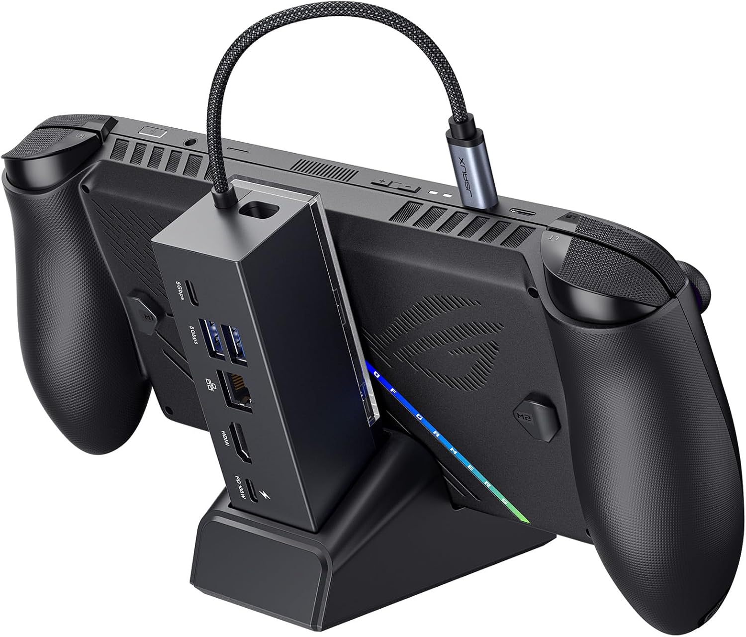 JSAUX Docking Station for ROG Xbox Ally X 2025ROG Ally XROG Ally XSteam DeckLegion Go, 6-in-1 Dock Station with HDMI 4K@120Hz, Gigabit Ethernet, USB-A and USB-C 3.0, 100W Charging - HB0609 Black