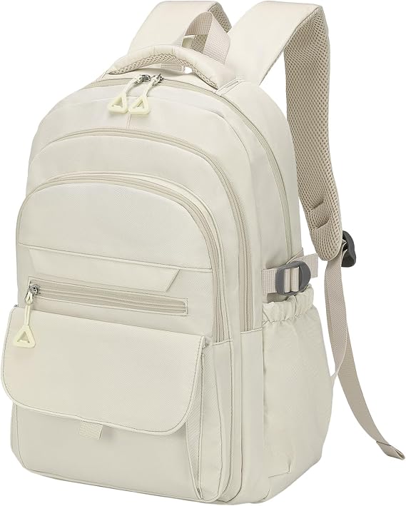 Daypack 15.6" Laptop Backpack for Women Men Rucksack Beige