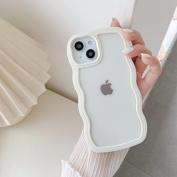 QLTYPRI Compatible with iPhone 11 Case, Cute Curly Wave Frame Clear Case for Girls Women, Transparent Soft Silicone TPU Bumper Shockproof Protective Phone Cover for iPhone 11 - White