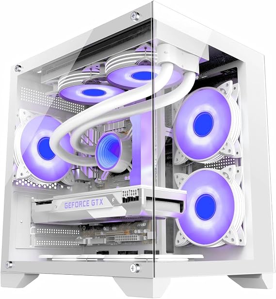 PC Case Middle Tower Panoramic Room PC Case atx Pillarless PC Case type-c High Speed Interface USB 3.0 Alloy Steel Tempered Glass ATX/M-ATX/ITX/Micro-ATX Motherboard Compatible with Air Cooling 13.8 x 10.6 x 13.8 inches 35 x 27 x 35 cm, White, Panorama