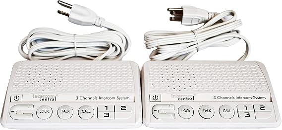 413 - Three Channels HOME Power-line Intercom System, 3 Wire, White, Two Stations Set by Intercom Central