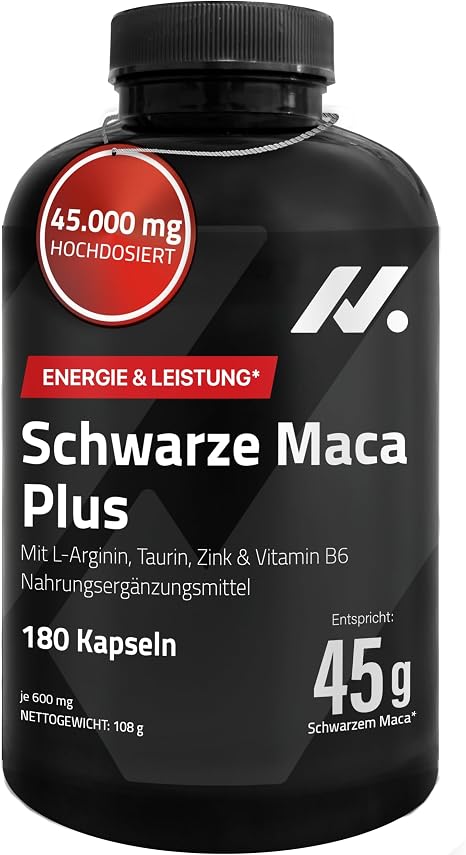 Black Maca Black Capsules High Dose 45000 mg Eq. with L-Arginine Pack of