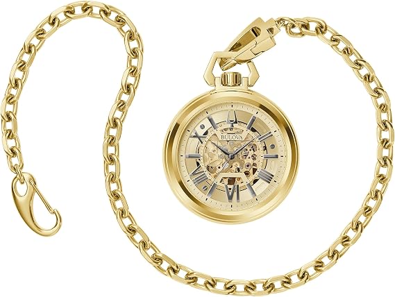 Bulova Sutton Classic Goldtone Grey Accent Dial and Goldtone Stainless Steel Pocket Watch 50mm - 97A178