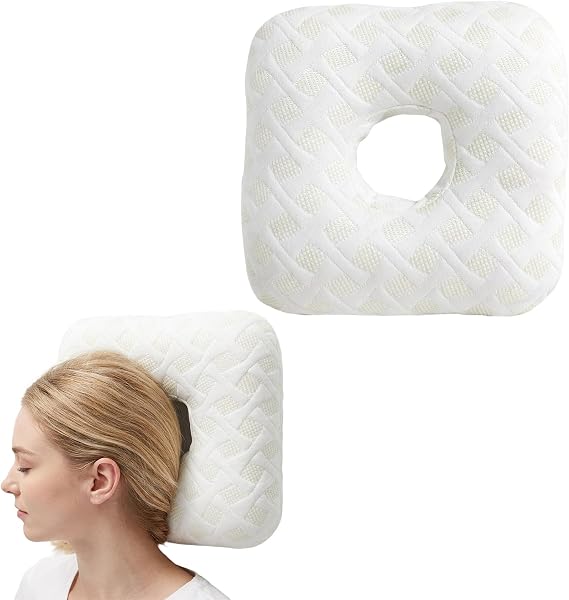 Piercing Pillow, Ear Piercing Pillow with Hole for Ear, Customisable Pillow for Side Sleepers, Ear Pain Relief Donut Pillow, Machine Washable Ear Pillow with Hole